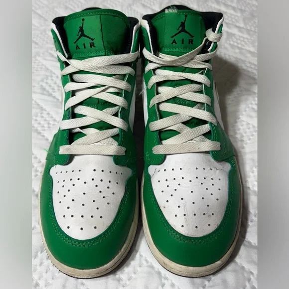 Nike Air Jordan 1 Mid Lucky Green Grade School Basketball Sneakers Shoes 6.5Y - Picture 7 of 15